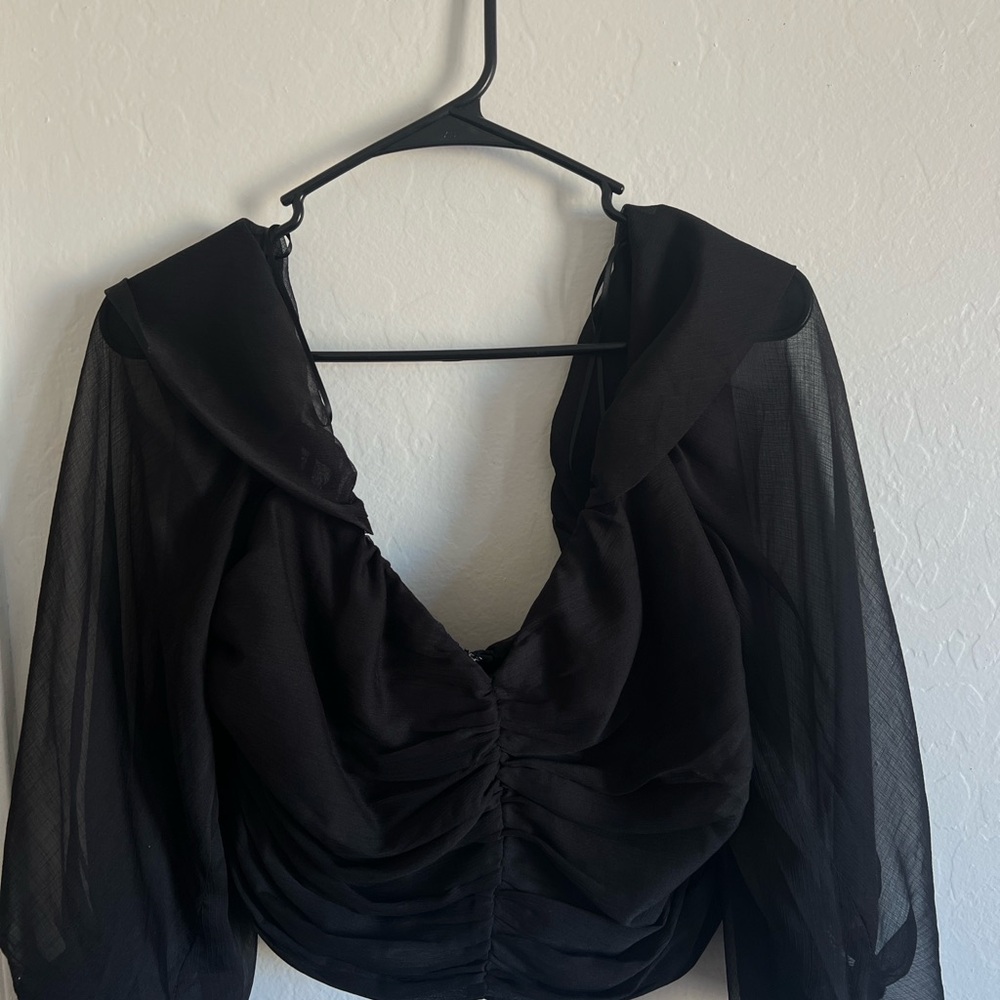 Elegant Black Sheer Women's Top
